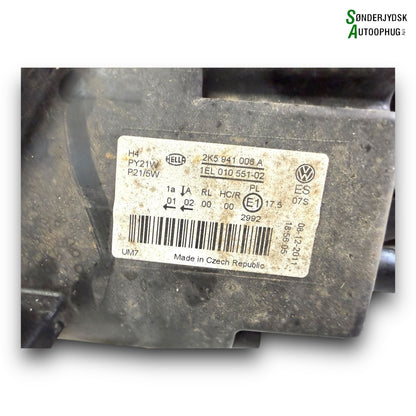 VW Caddy 2K Forlygte Med OEM Nr. 2K5941006 Fra VW Ophugger