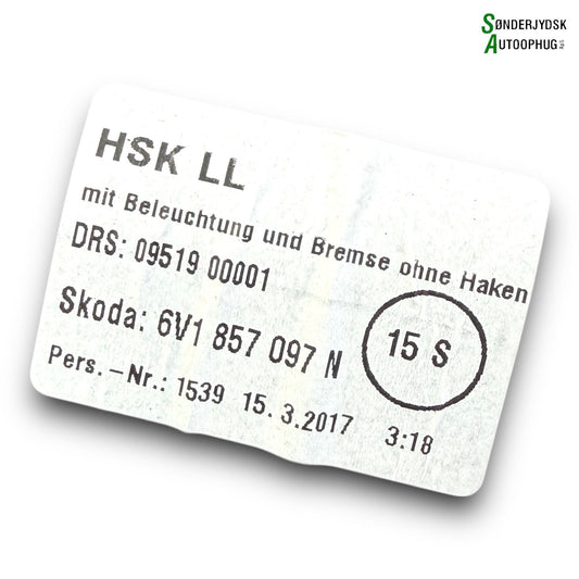 Skoda Fabia Handskerum Med OEM Nr. 6V1857097N Fra Skoda Ophugger