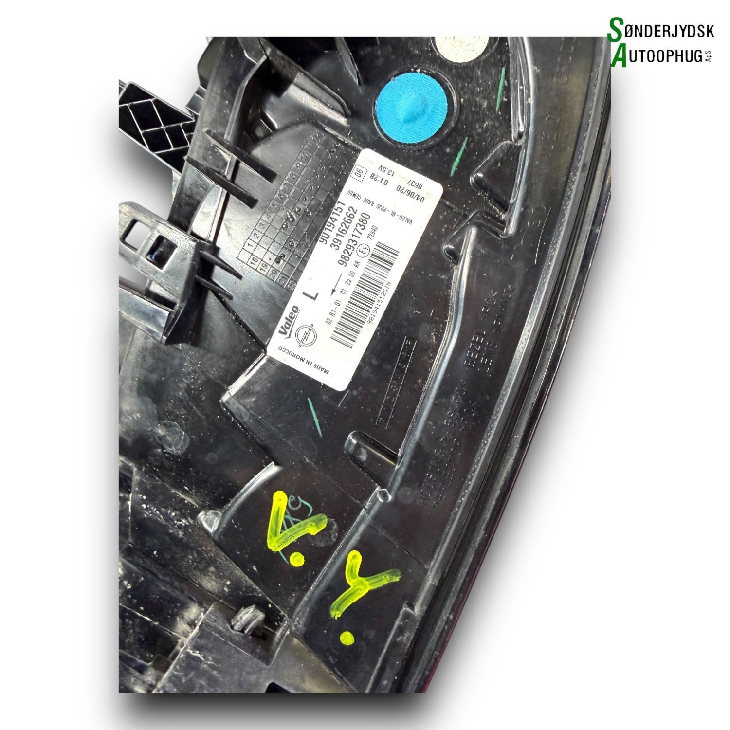 Opel Corsa F Baglygte Med OEM Nr. 39162662 Fra Opel Ophugger