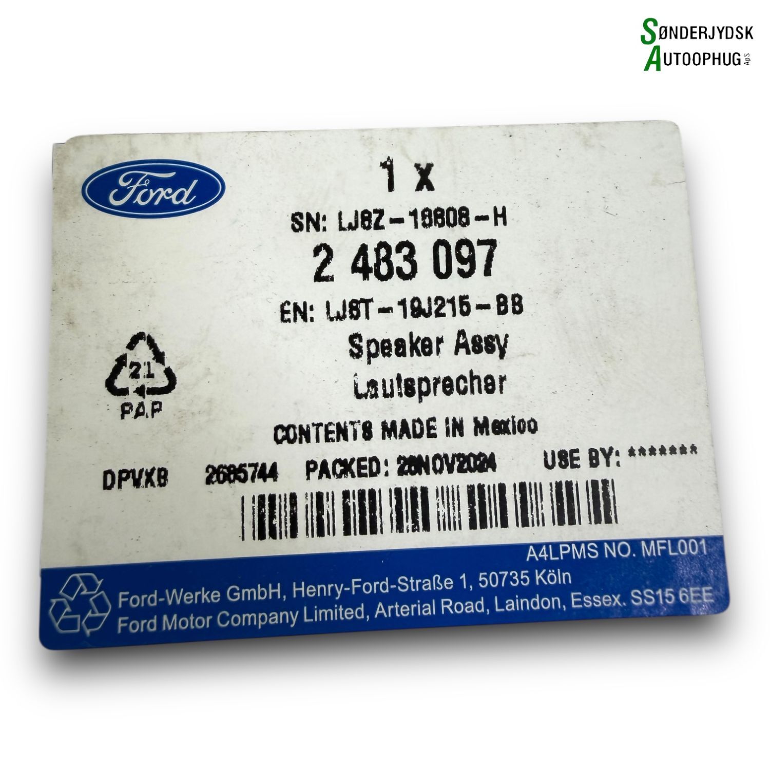 Ford Mustang Mach-E Højttaler Med OEM Nr. LJ8T19J215BB Fra Ford Ophugger