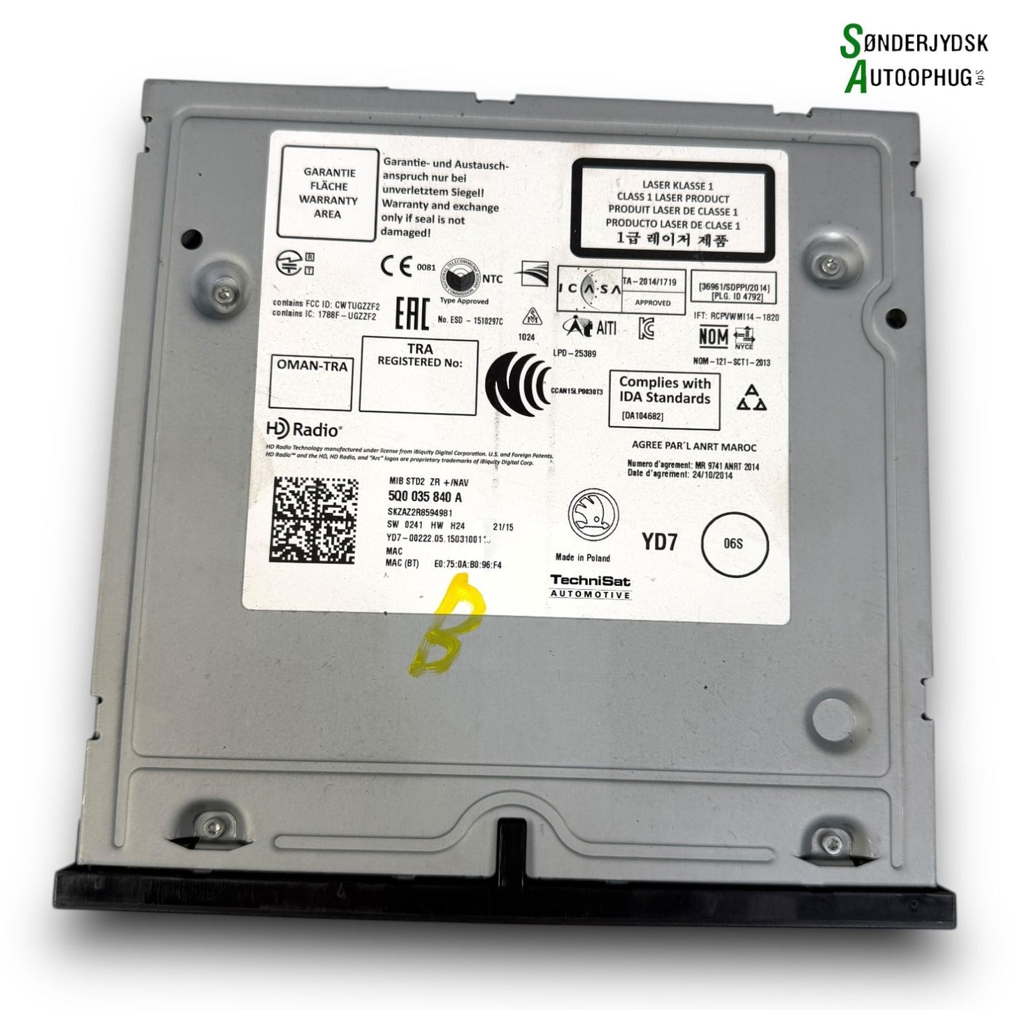 Skoda Octavia Radio Med OEM Nr. 5Q0035840A Fra Skoda Ophugger