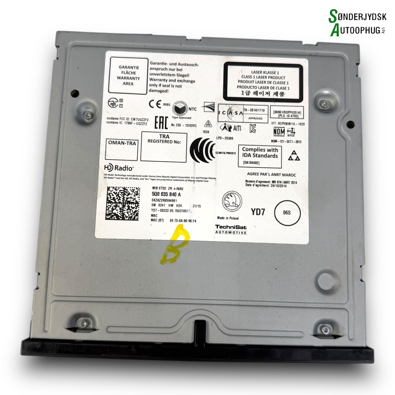 Skoda Octavia Radio Med OEM Nr. 5Q0035840A Fra Skoda Ophugger