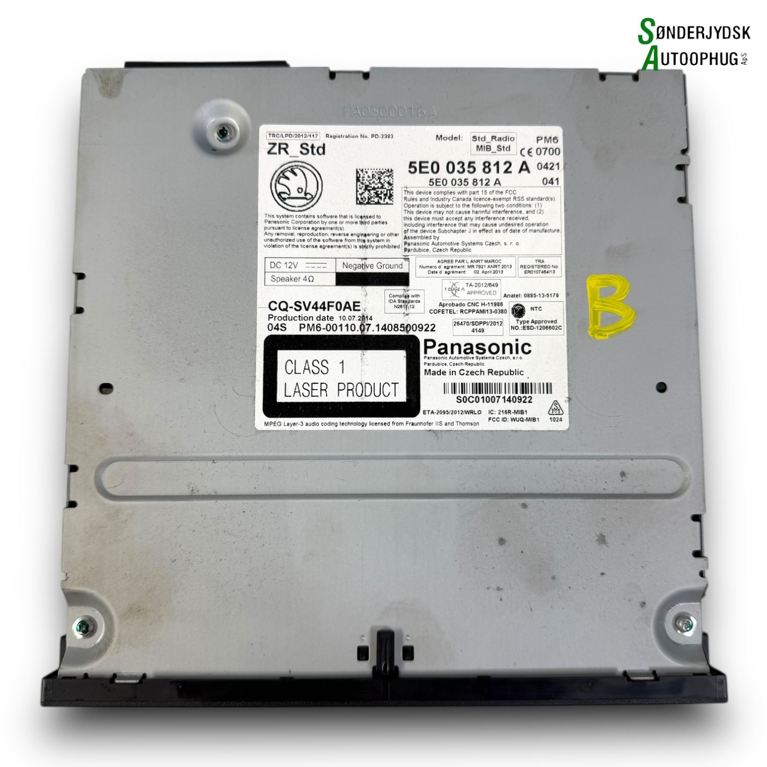 Skoda Octavia Radio Med OEM Nr. 5E0035812AX Fra Skoda Ophugger
