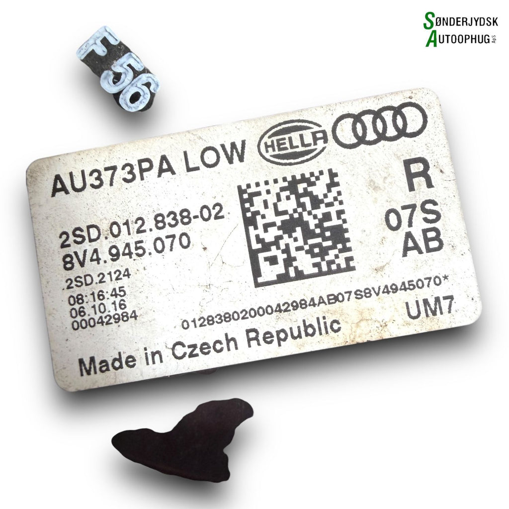 Audi A3 8V Baglygte Med OEM Nr. 8V4945070 Fra Audi Ophugger