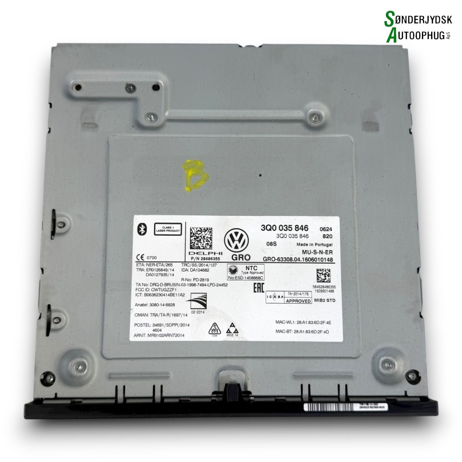 VW Passat 3G Radio Med OEM Nr. 3Q0035846 Fra VW Ophugger