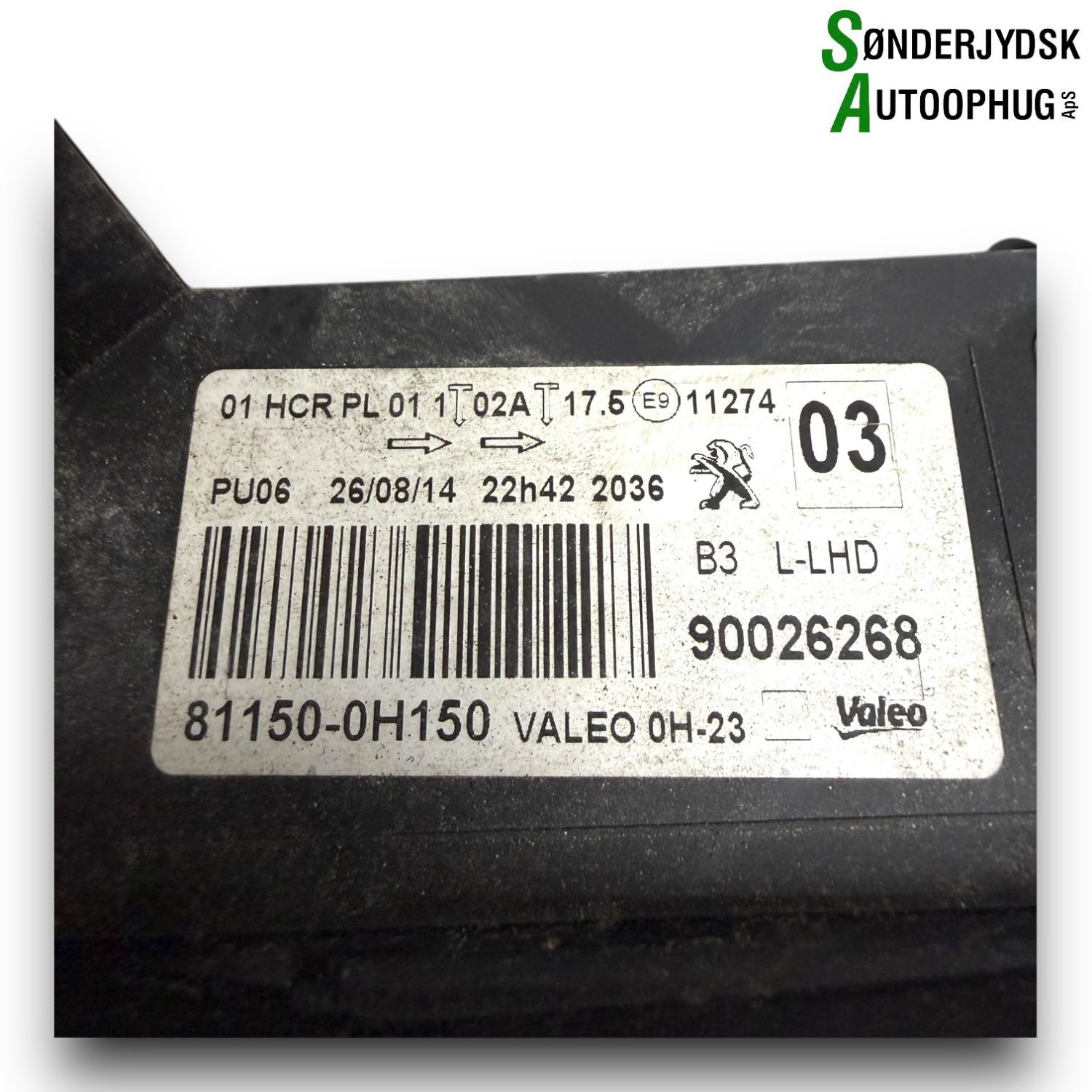 Peugeot 108 Forlygte Med OEM Nr. B000863880 Fra Peugeot Ophugger