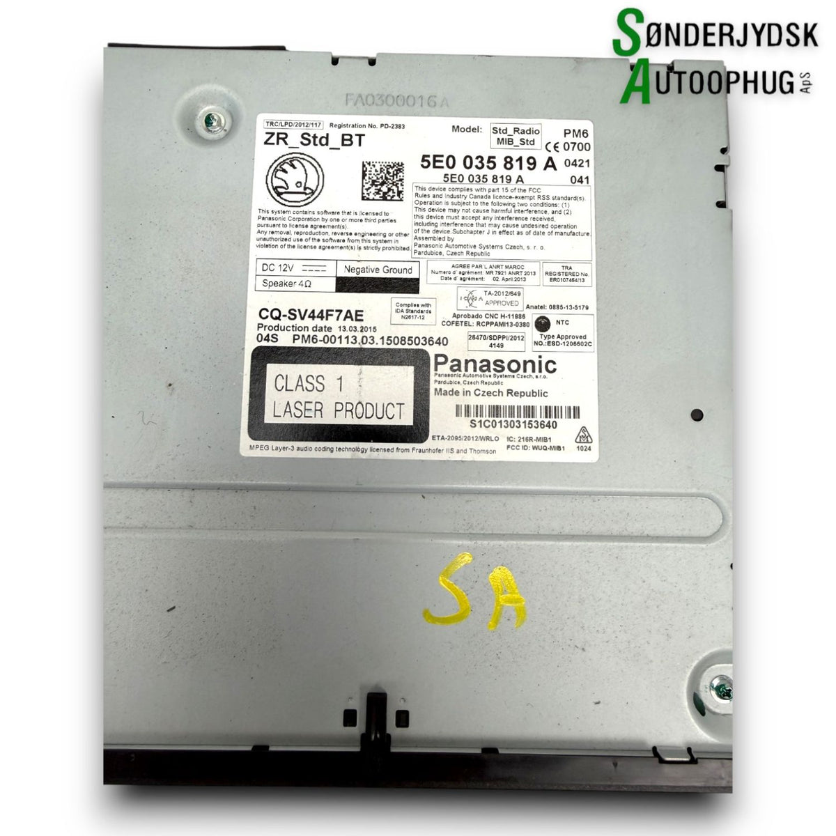Skoda Octavia Radio M/Cd Med OEM Nr. 5E0035819A Fra Skoda Ophugger