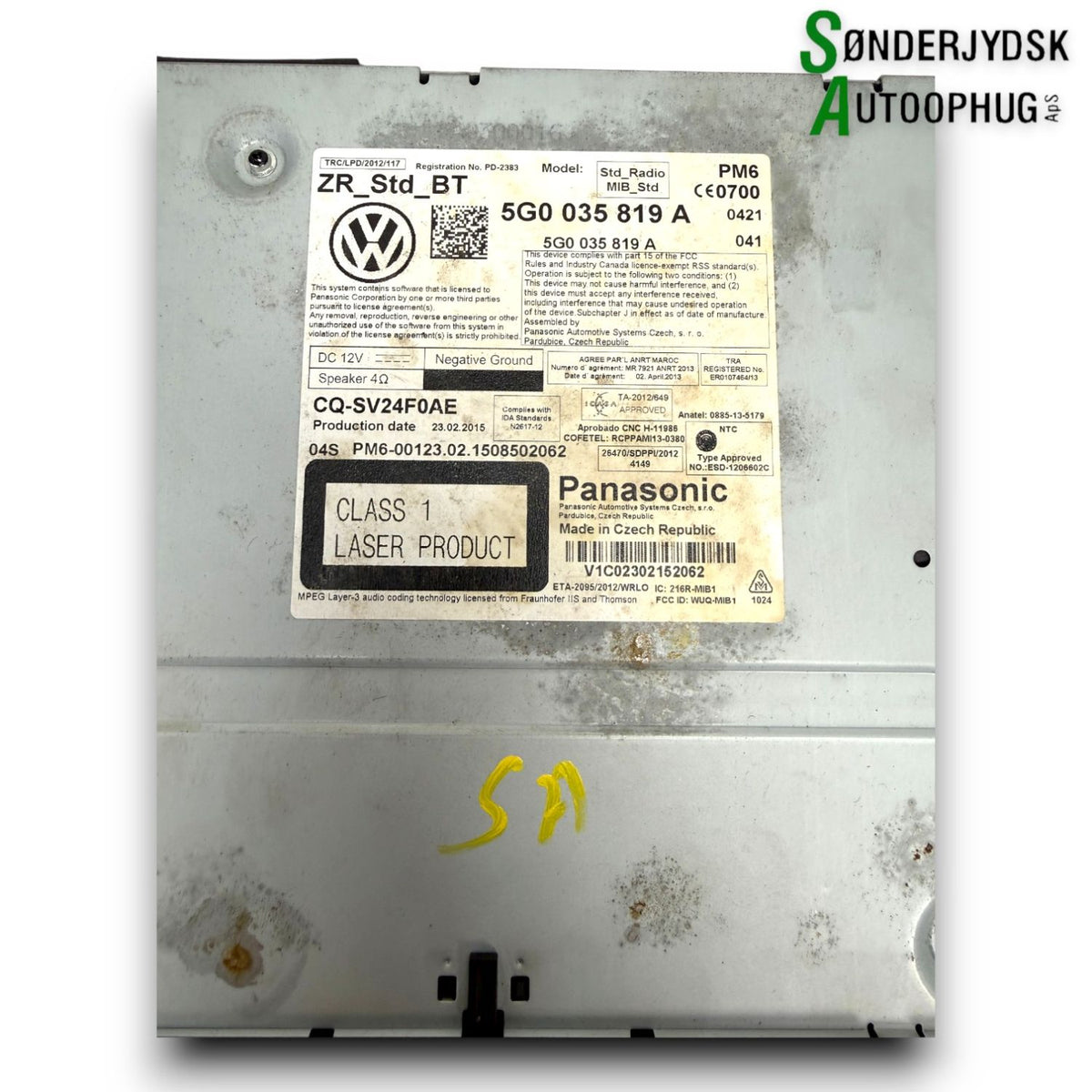 VW Golf 7 Au Radio M/Cd Med OEM Nr. 5G0035819A Fra VW Ophugger