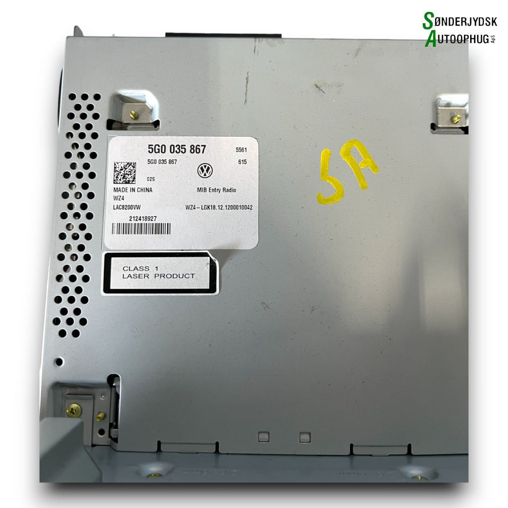 VW Golf 7 Au Radio M/Cd Med OEM Nr. 5G0035867 Fra VW Ophugger