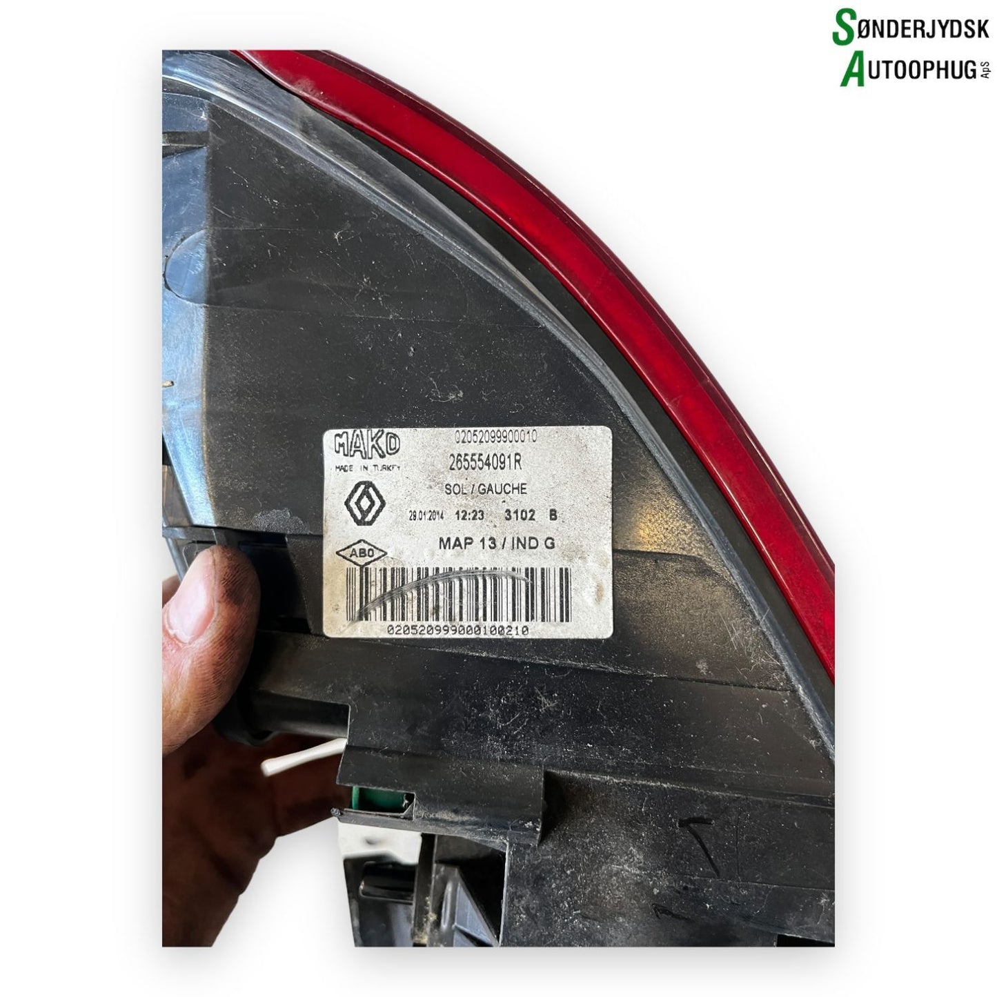 Renault Clio 4 Baglygte Med OEM Nr. 265554091R Fra Renault Ophugger