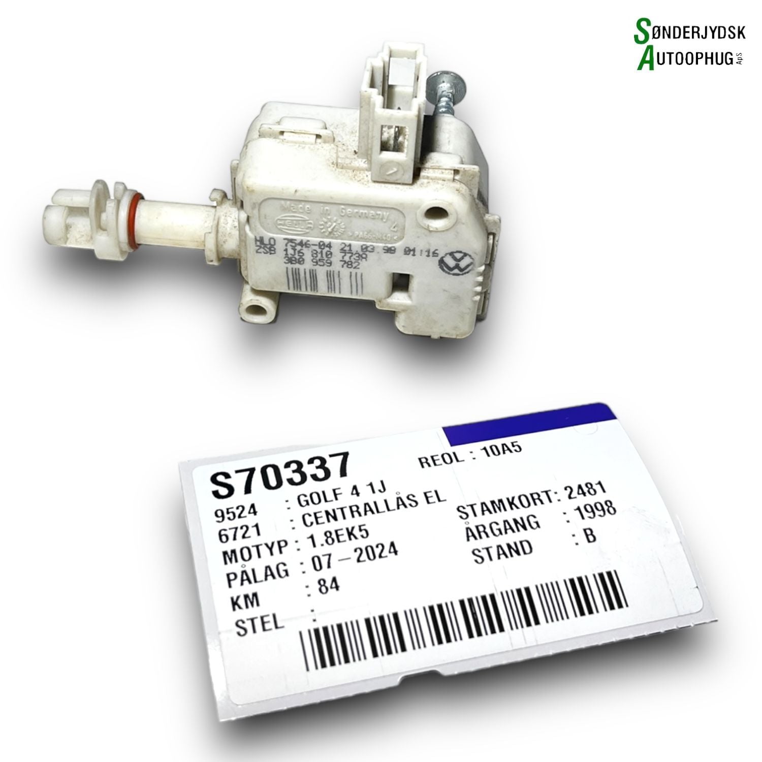 VW Golf 4 1J Dørlås Med OEM Nr. 3B0959782 Fra VW Ophugger