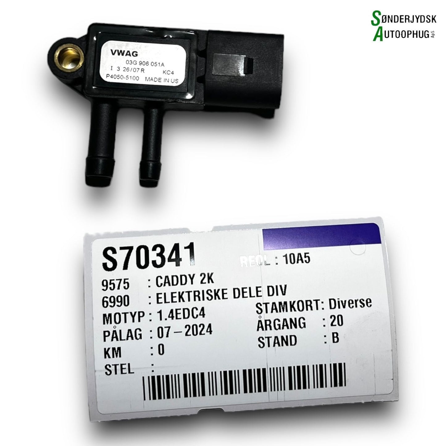 VW Caddy 2K Difference Tryk Sensor Med OEM Nr. 03G906051A Fra VW Ophugger