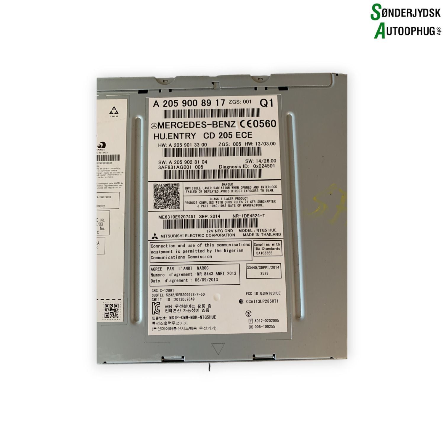 Mercedes-Benz Mercedes C W205 Radio M/Cd Med OEM Nr. A2059008917 Fra Mercedes-Benz Ophugger