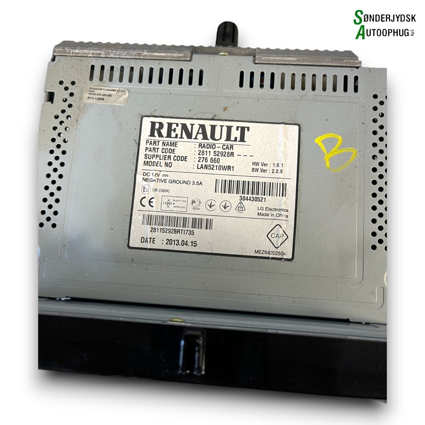 Renault Clio 4 Radio M/Cd Med OEM Nr. 281152928R Fra Renault Ophugger