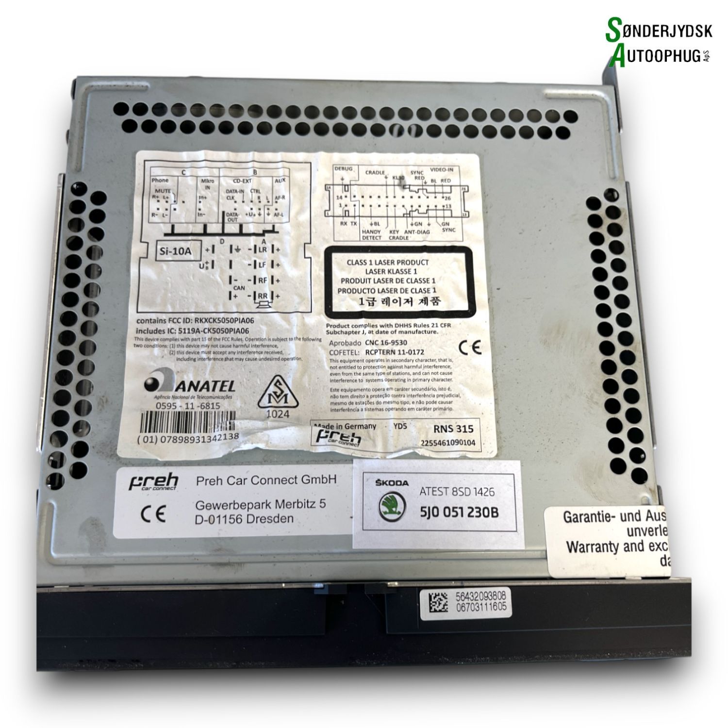 Skoda Rapid Radio M/Cd Med OEM Nr. 5J0051230B Fra Skoda Ophugger