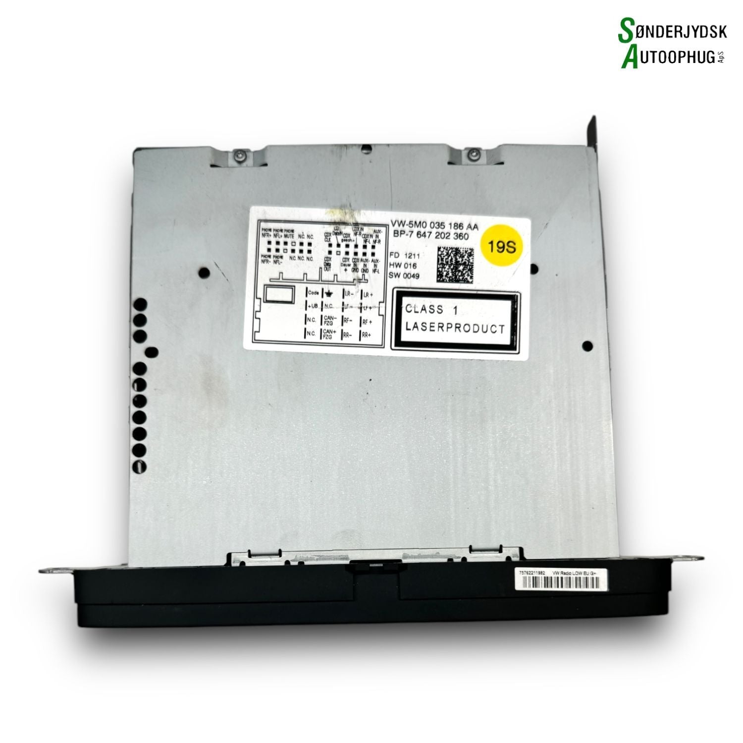 VW Polo 6R Radio M/Cd Med OEM Nr. 5M0035186AA Fra VW Ophugger