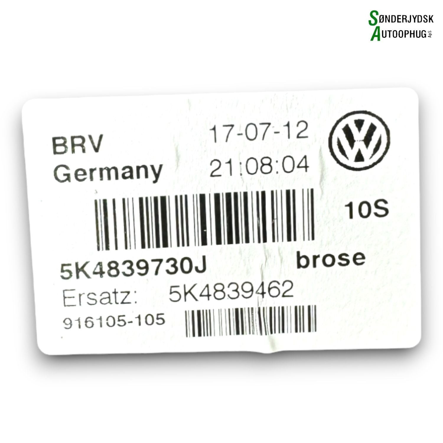 VW Golf 6 1K Rudemotor - Rudehejs Med OEM Nr. 5K4839462 Fra VW Ophugger