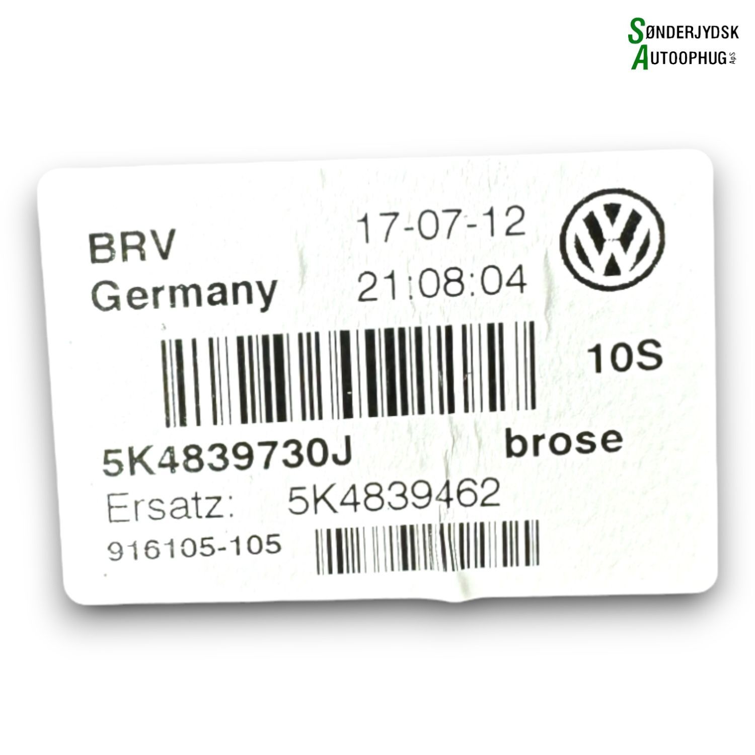 VW Golf 6 1K Rudemotor - Rudehejs Med OEM Nr. 5K0959704D Fra VW Ophugger