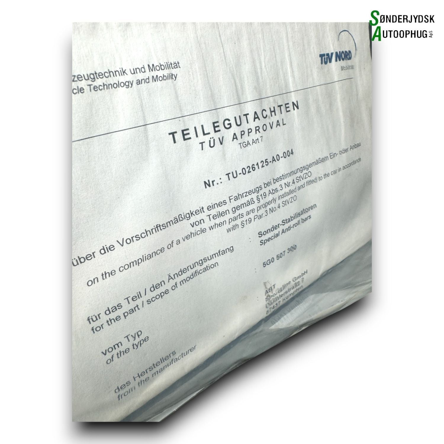 VW Golf 7 AU Krængn. Stabilisator Bag Med OEM Nr. ABT Fra VW Ophugger