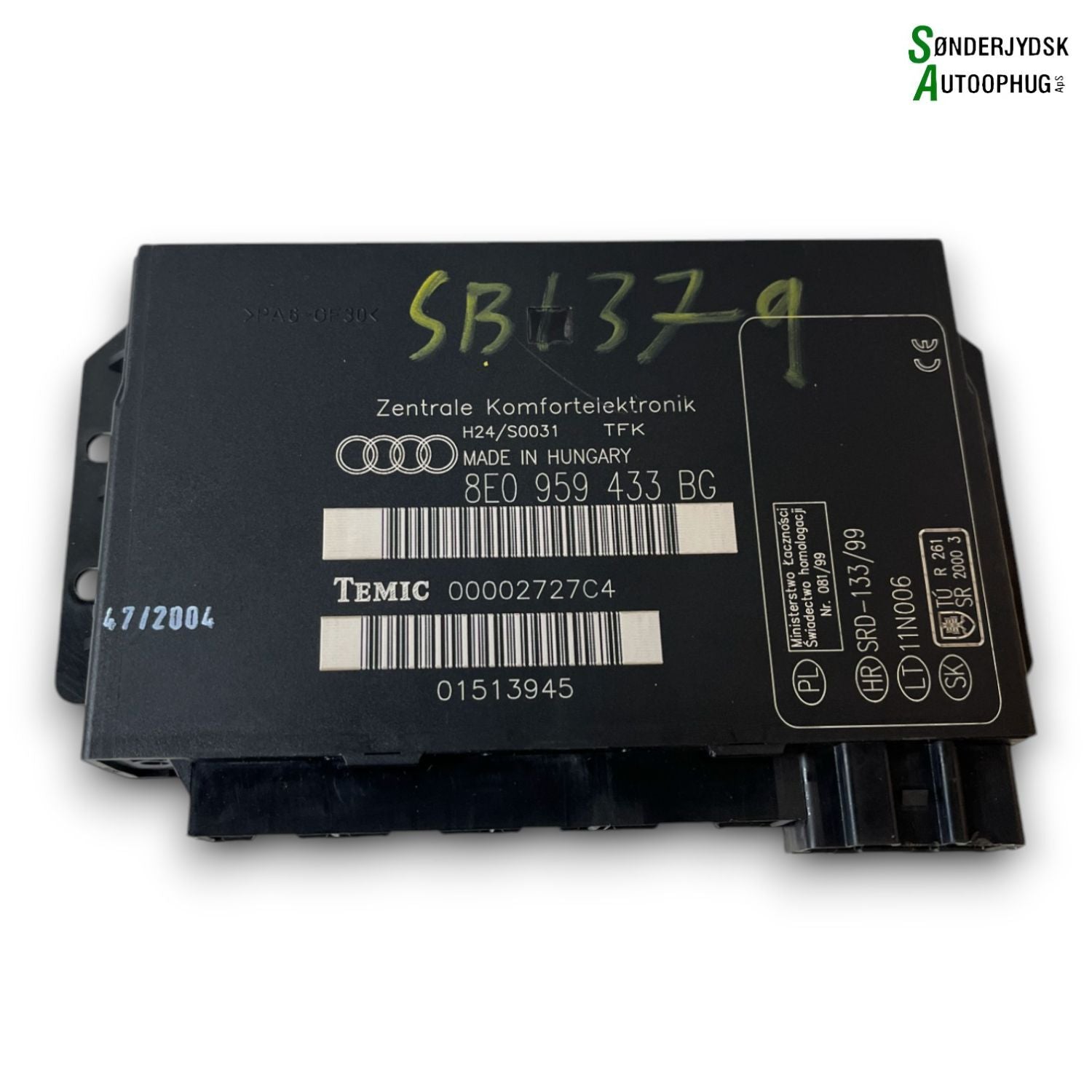 Audi A4 Bcm / Komfortkomputer Med OEM Nr. 8E0959433BG Fra Audi Ophugger