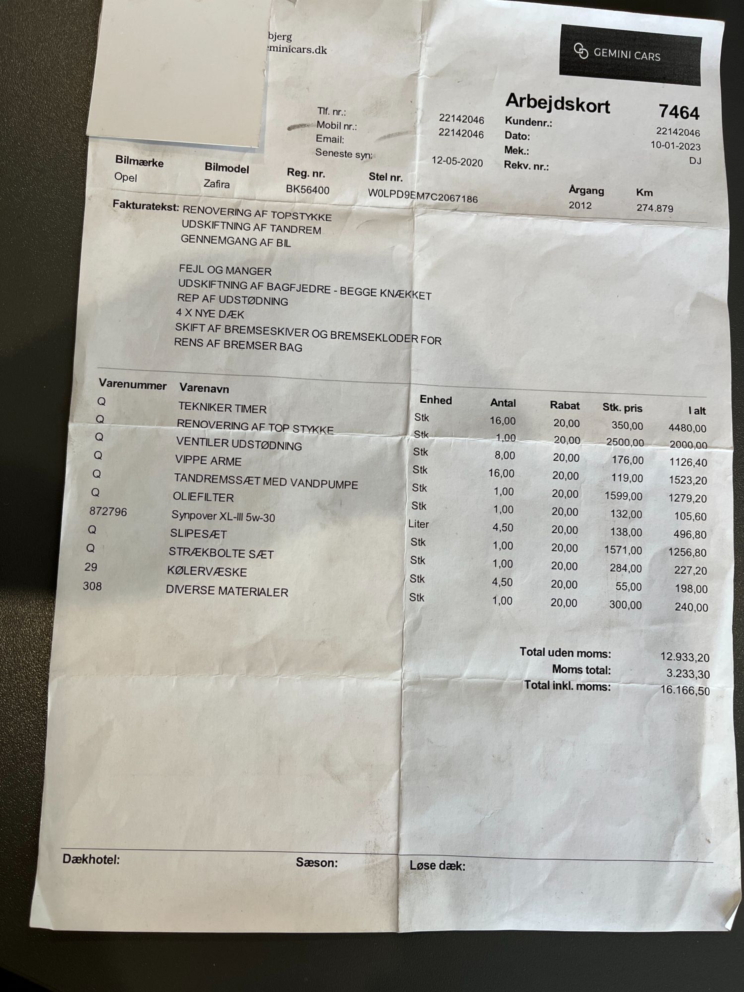 Opel Zafira C Tourer Motor Med OEM Nr. A20DT Fra Opel Ophugger
