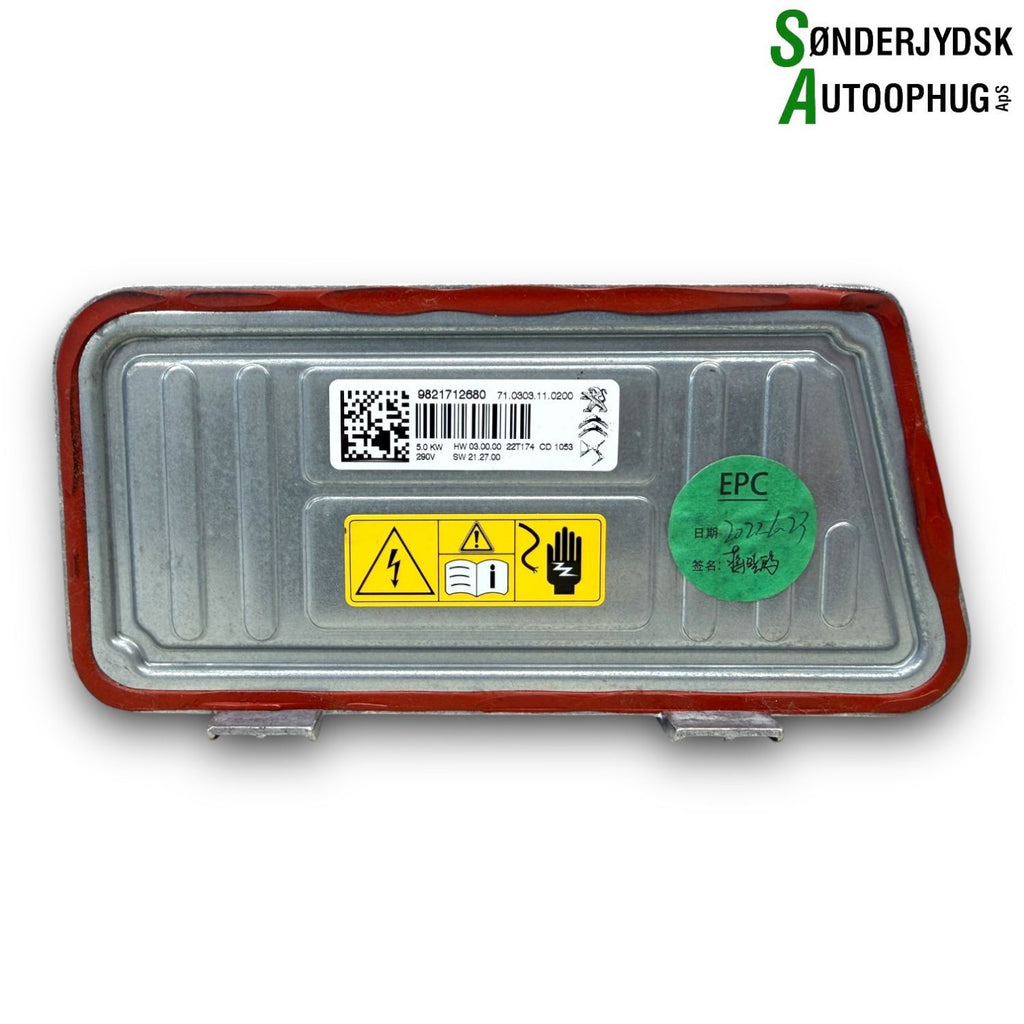 Citroen Ds7 Vandopvarmer El Med OEM Nr. 9821712680 Fra Citroen Ophugger