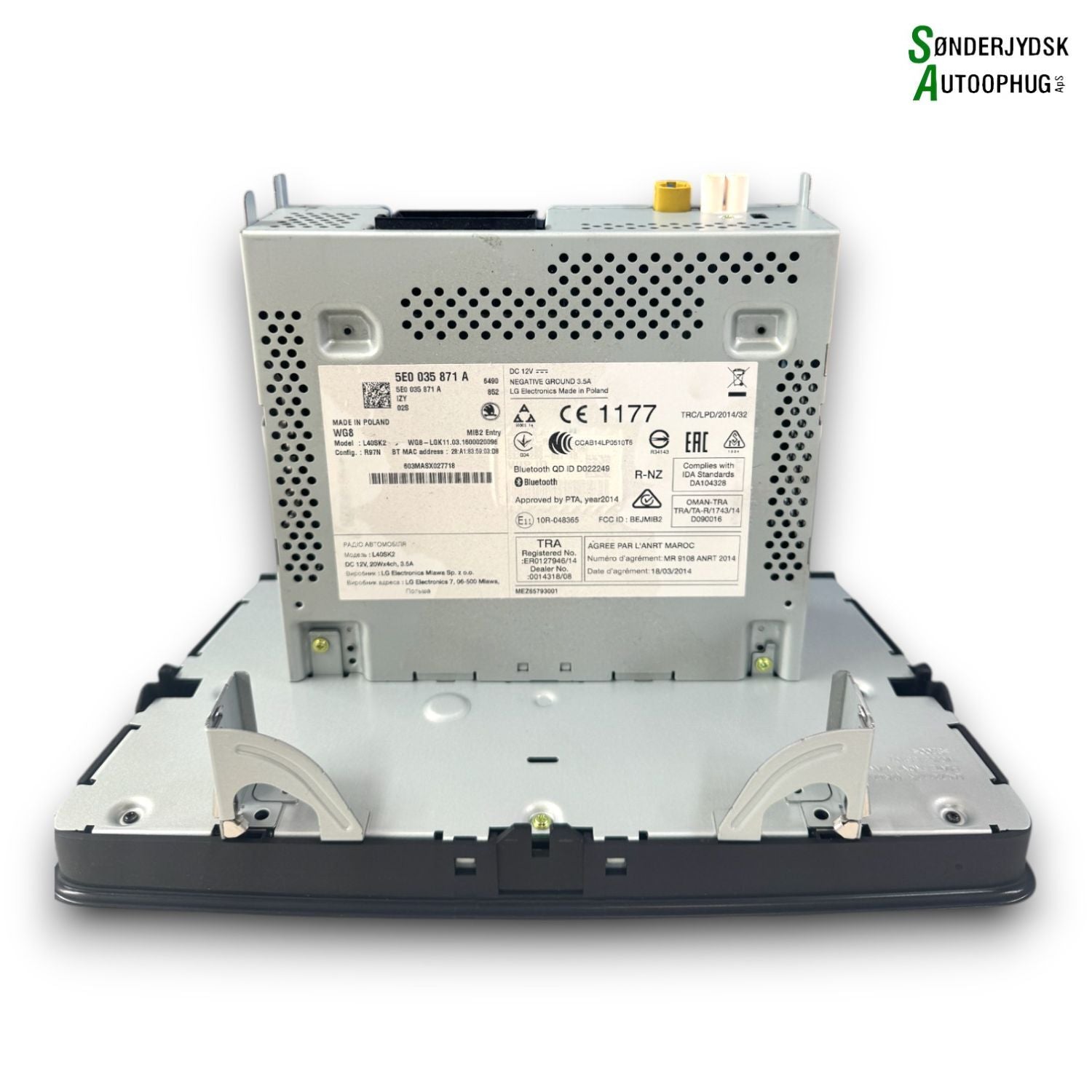 Skoda Octavia Radio, Multi Display Med OEM Nr. 5E0035871A Fra Skoda Ophugger