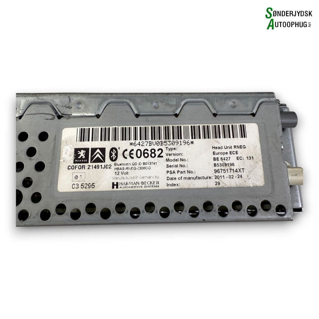 Citroen C4 Picasso Radio M/Cd Med OEM Nr. 96751714XT Fra Citroen Ophugger