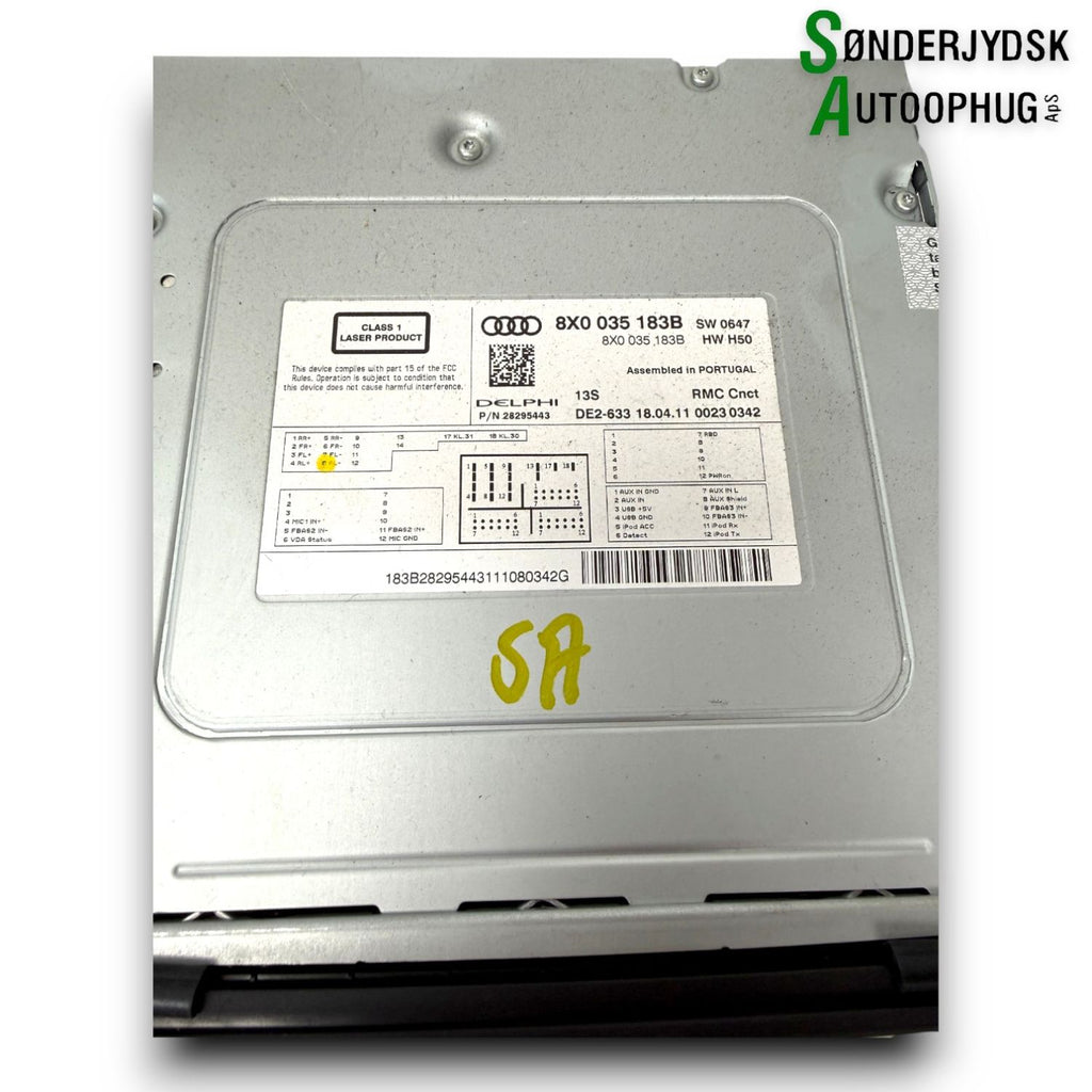 Audi A1 Radio M/Cd Med OEM Nr. 8X0035183B Fra Audi Ophugger