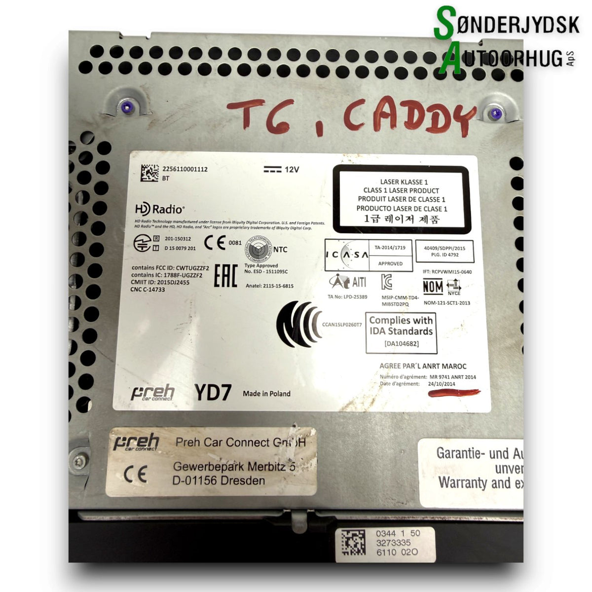 VW Caddy Sb Radio M/Cd Med OEM Nr. 5K7035200L Fra VW Ophugger